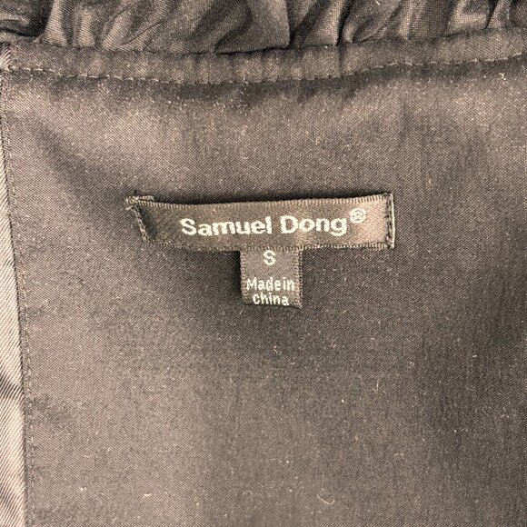 Samuel Dong Black cropped Pouf Sleeve Jacket Ruffle collar Zip/Snap Closure Sz S - Picture 8 of 14